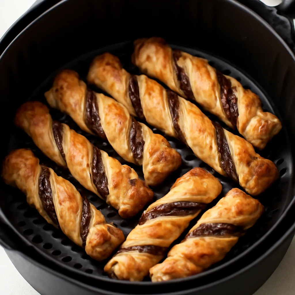 Air Fryer Nutella Puff Pastry Twists served hot