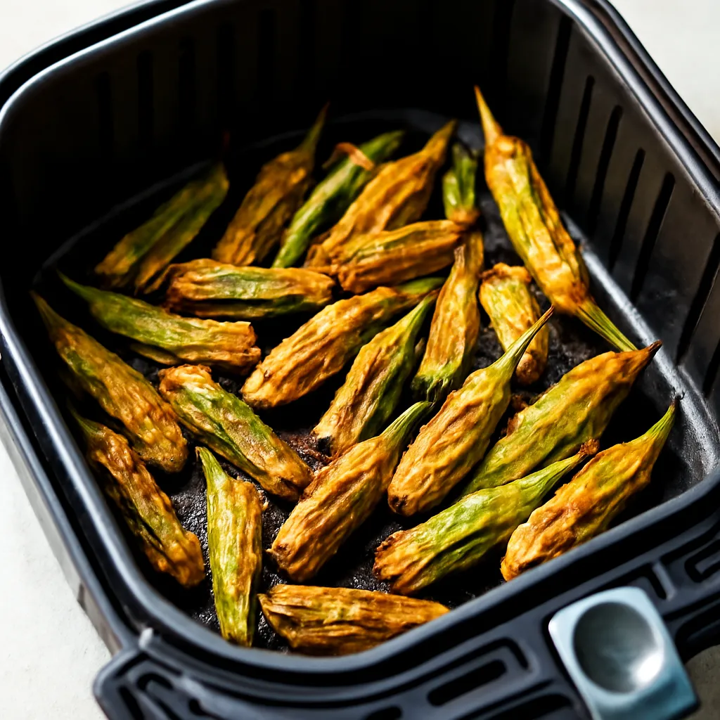 Air Fryer Okra served hot
