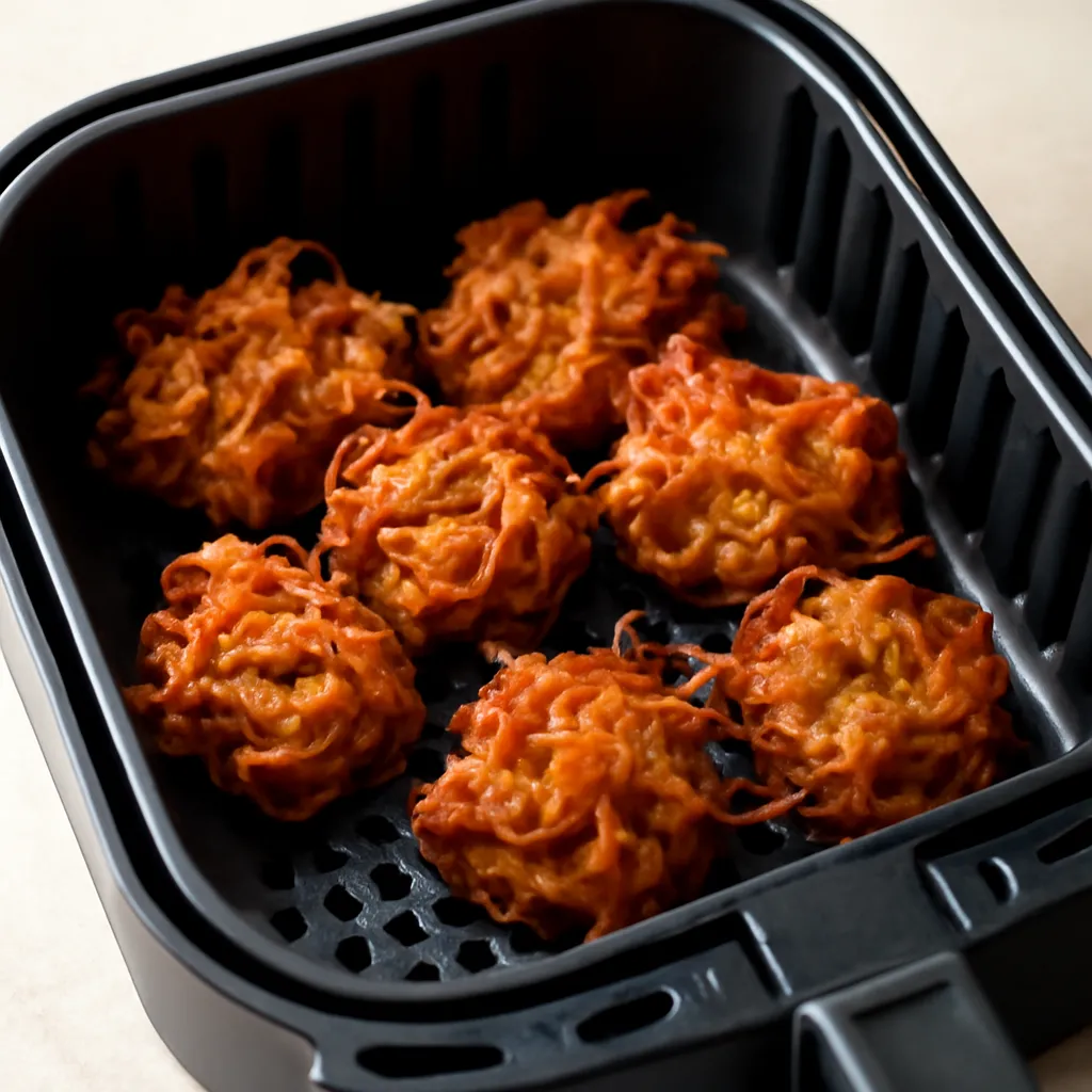 Air Fryer Onion Bhaji served hot