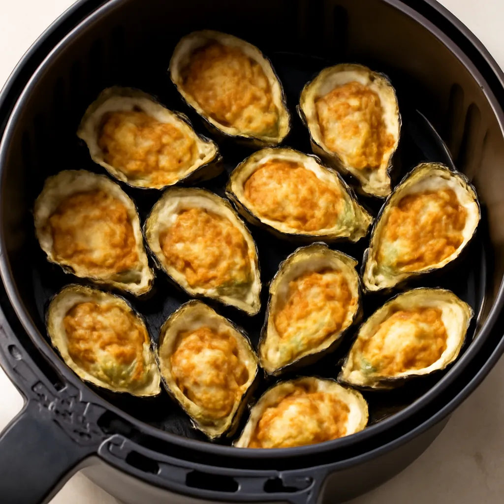 Air Fryer Oysters served hot
