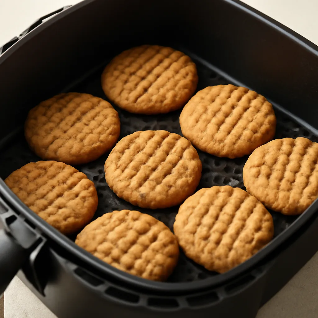 Air Fryer Peanut Butter Cookies served hot