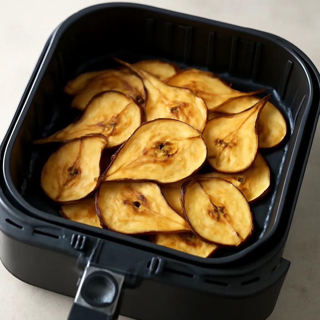 Air Fryer Pear Chips served hot