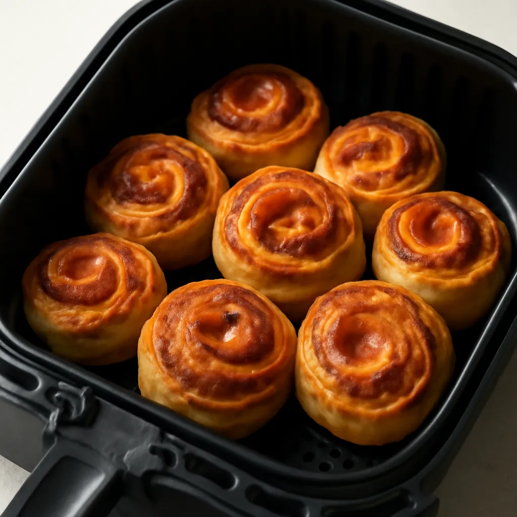 Air Fryer Pepperoni Pizza Rolls served hot