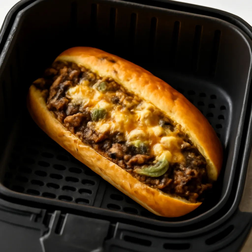 Air Fryer Philly Cheesesteak served hot