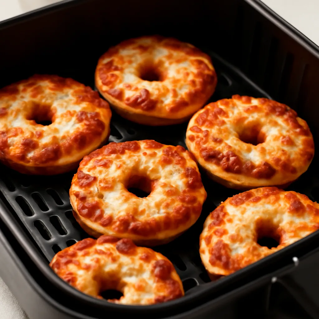 Air Fryer Pizza Bagels served hot