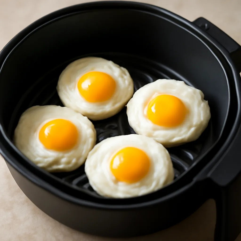 Air Fryer Poached Eggs served hot