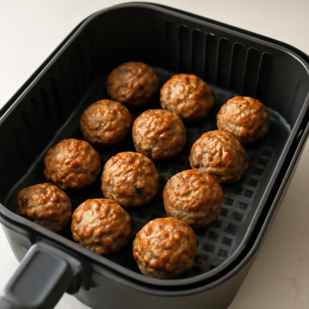 Air Fryer Pork Meatballs served hot