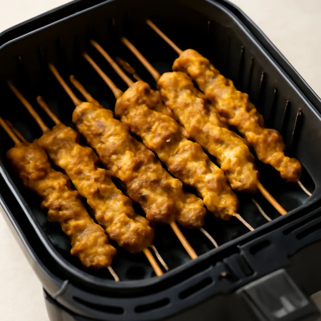 Air Fryer Pork Satay served hot