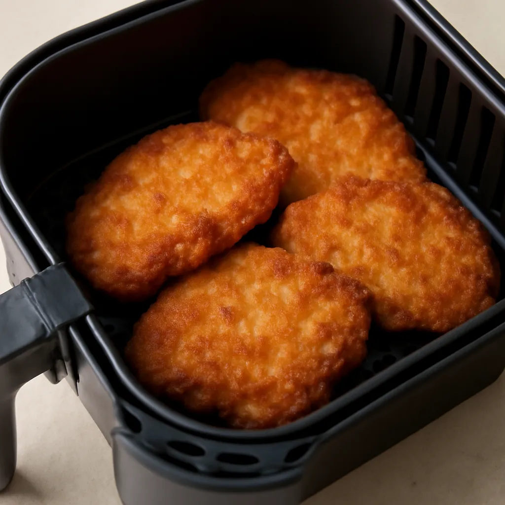 Air Fryer Pork Schnitzel served hot