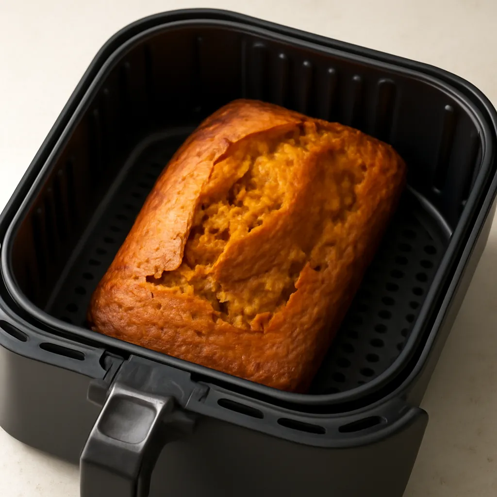Air Fryer Pumpkin Bread served hot