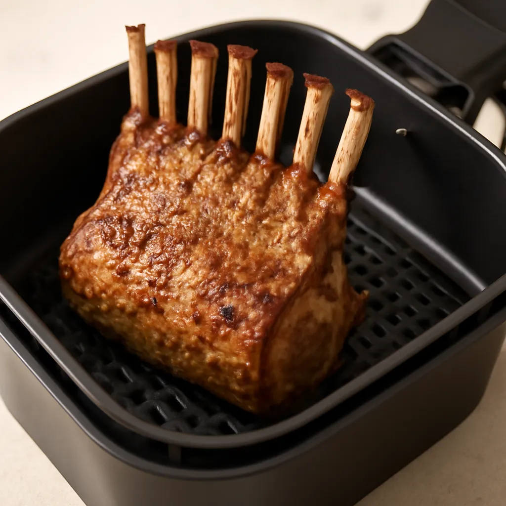 Air Fryer Rack Of Lamb served hot