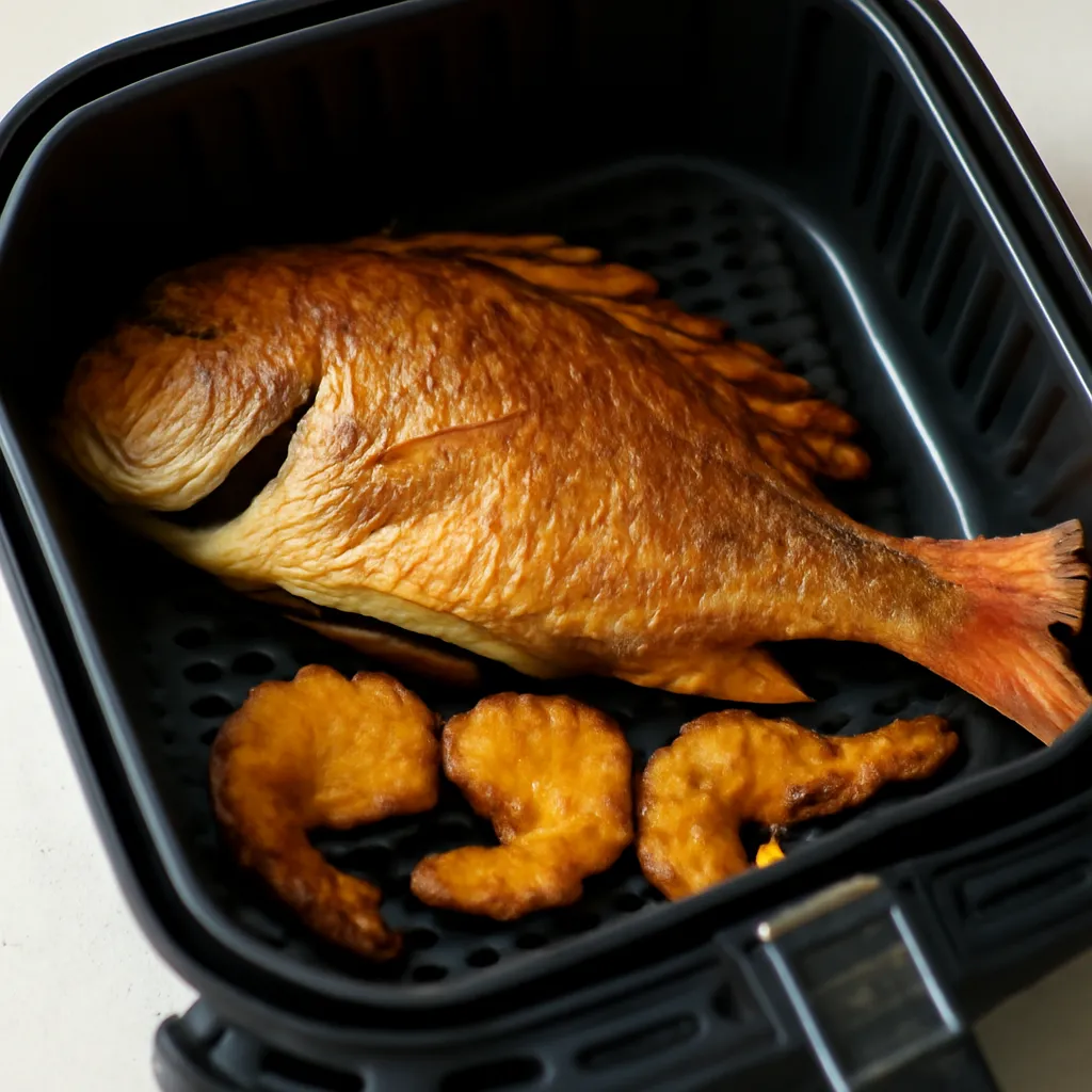 Air Fryer Red Snapper served hot