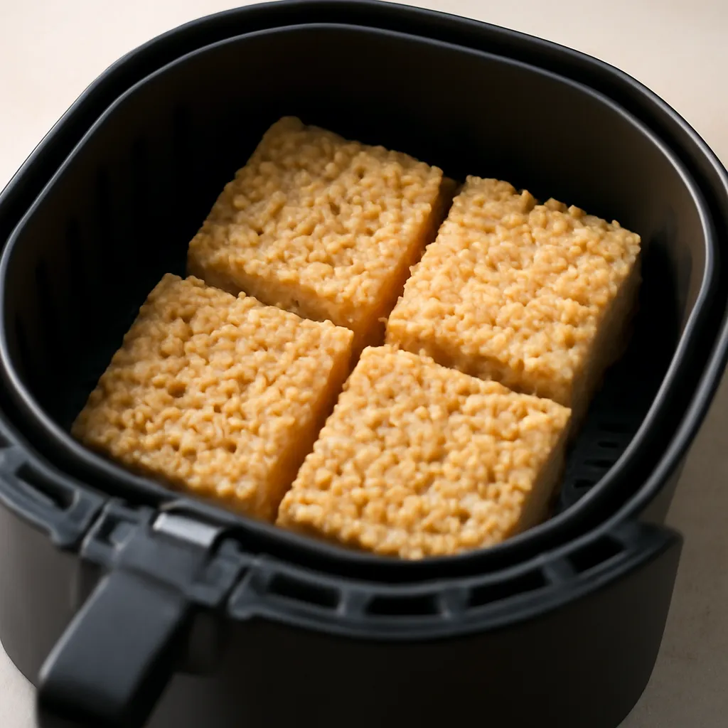 Air Fryer Rice Krispie Treats served hot