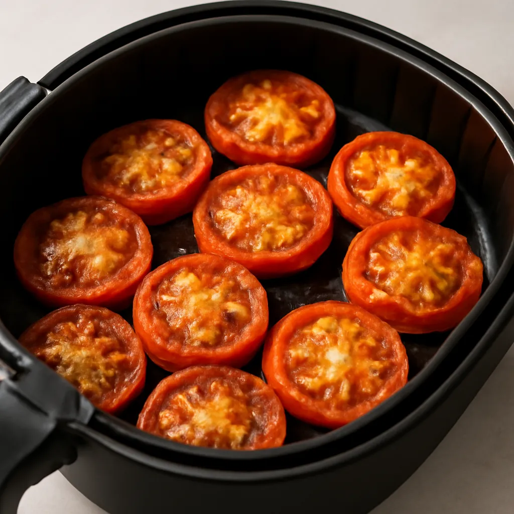 Air Fryer Roasted Tomatoes served hot