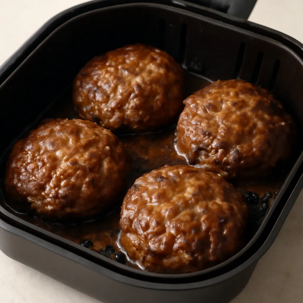 Air Fryer Salisbury Steak served hot