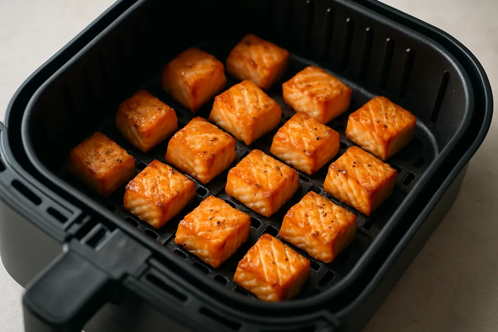 Air Fryer Salmon Bites served hot