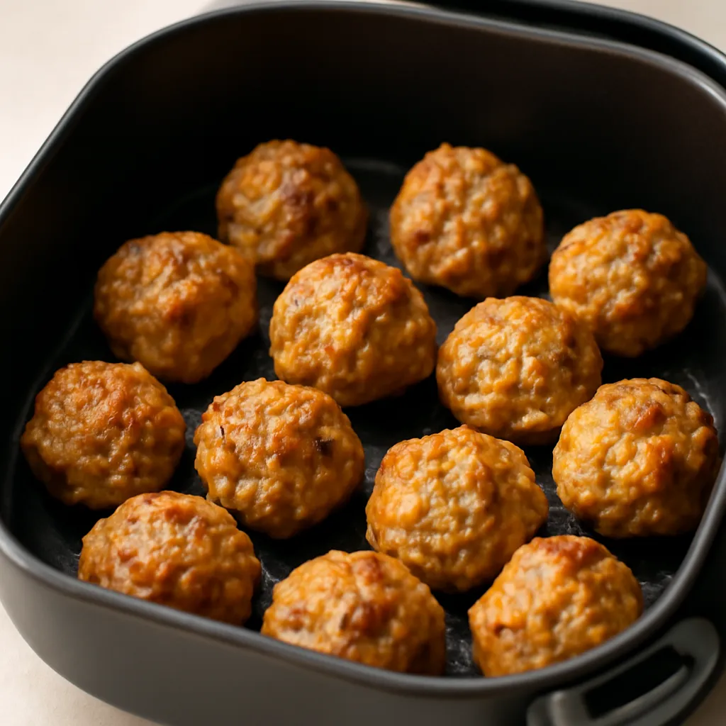 Air Fryer Sausage Balls served hot
