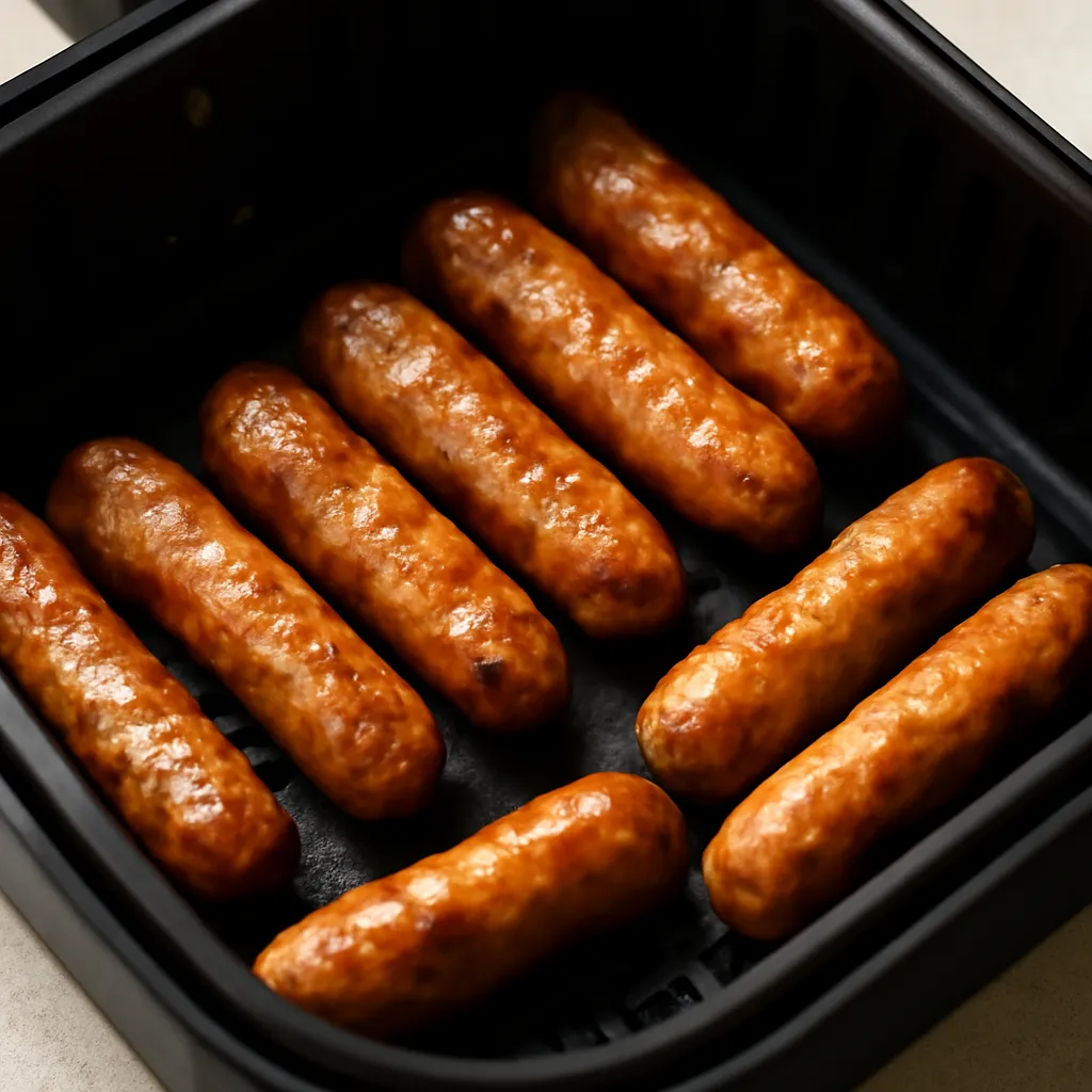 Air Fryer Sausage Links served hot