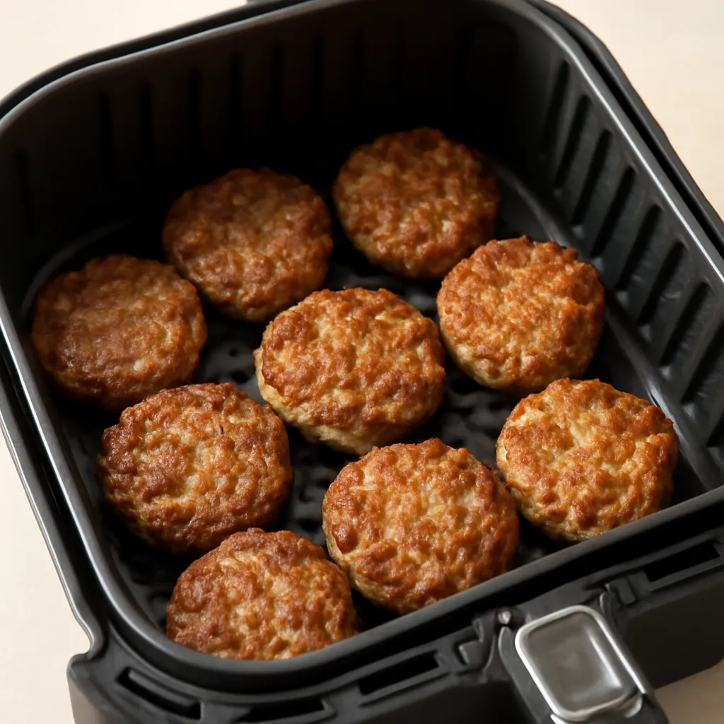 Air Fryer Sausage Patties served hot