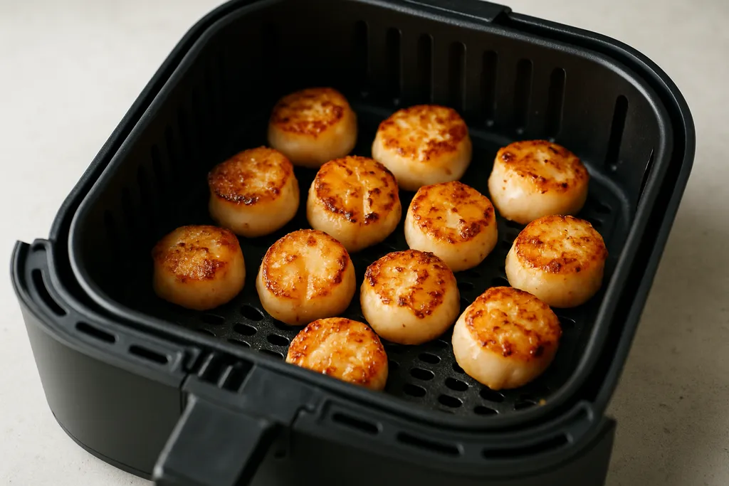 Air Fryer Scallops served hot