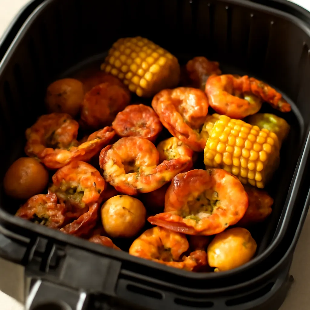 Air Fryer Shrimp Boil served hot