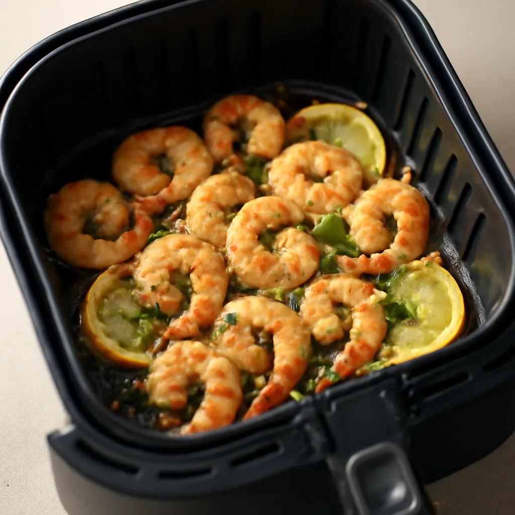 Air Fryer Shrimp Scampi served hot