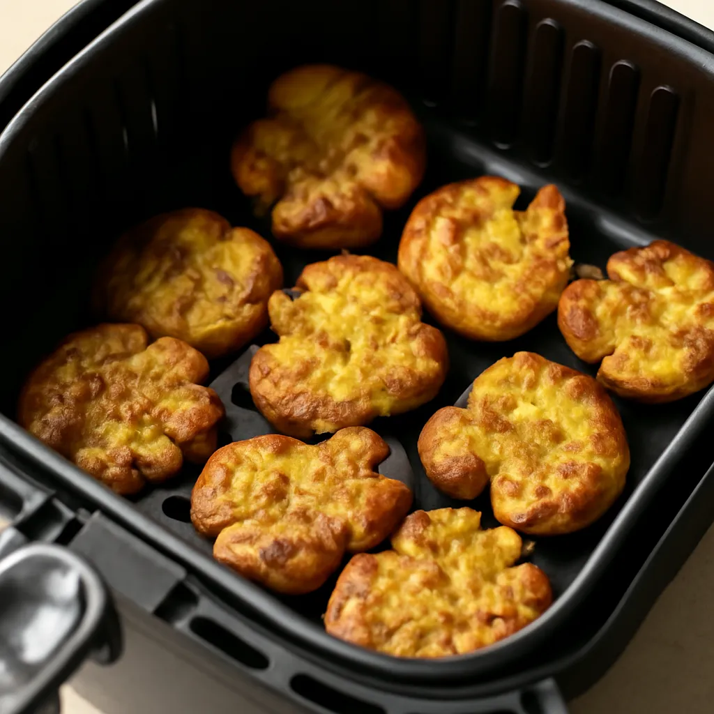 Air Fryer Smashed Potatoes served hot