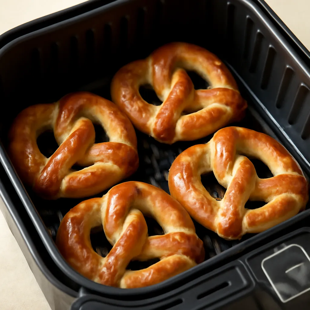 Air Fryer Soft Pretzels served hot
