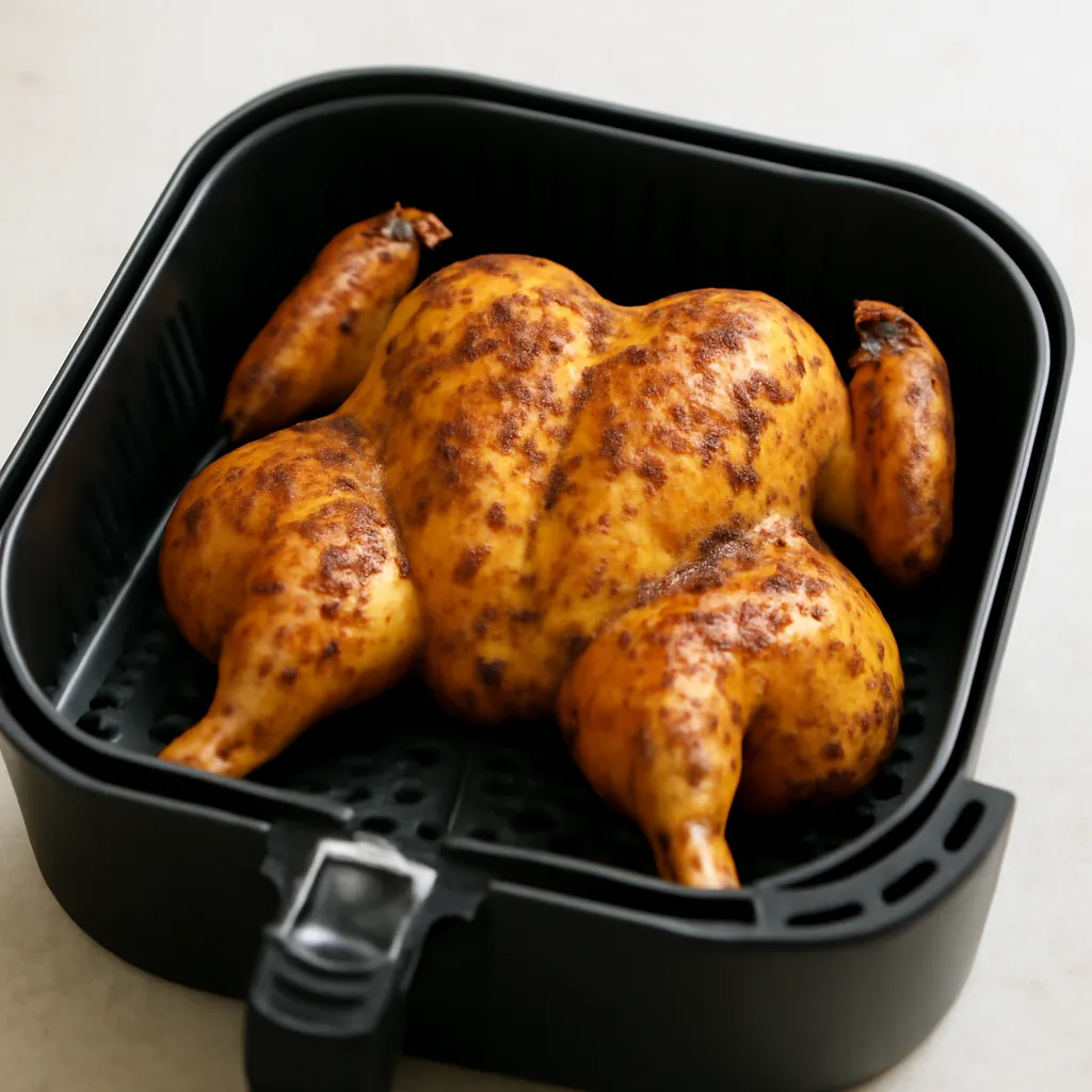 Air Fryer Spatchcock Chicken served hot