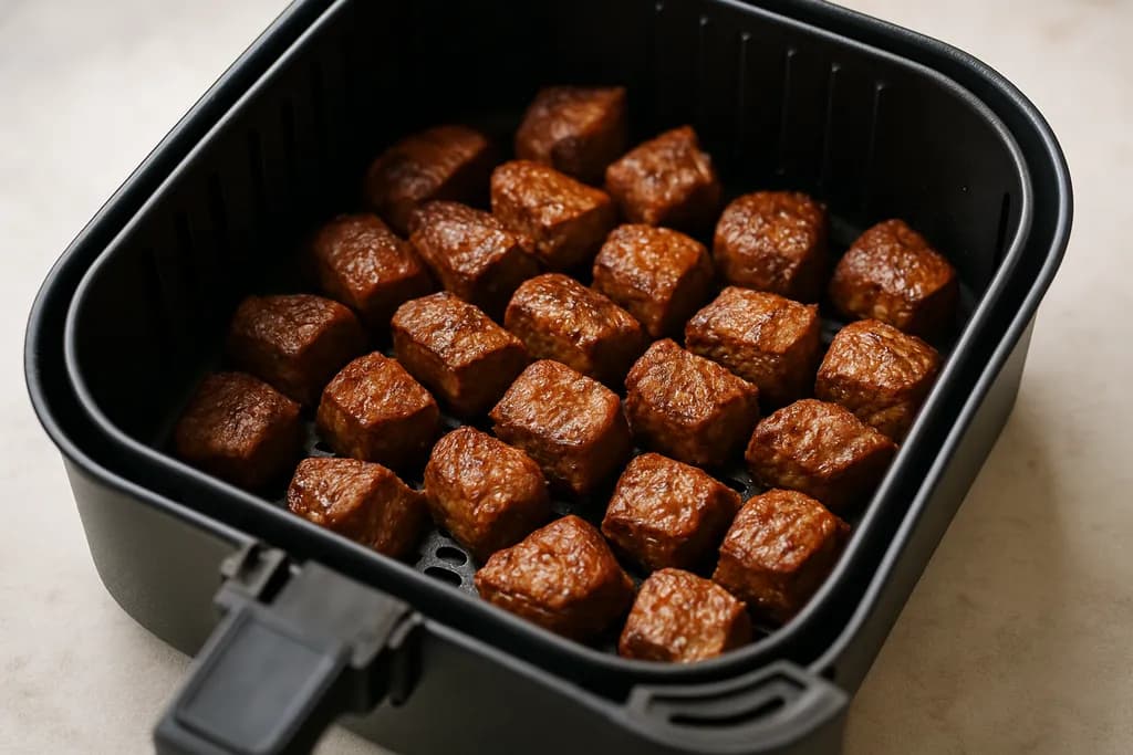 Air Fryer Steak Bites served hot