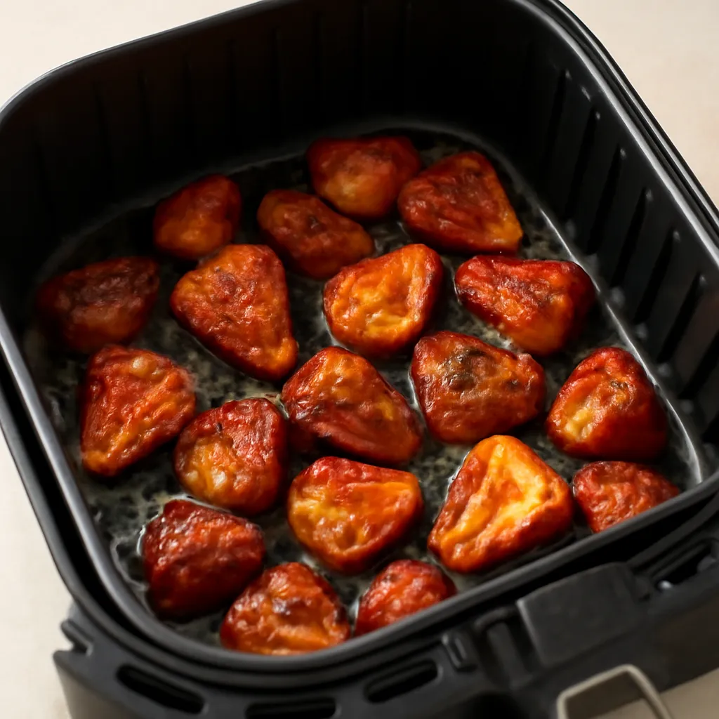 Air Fryer Roasted Strawberries served hot
