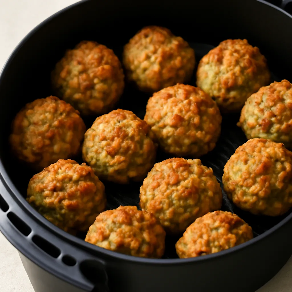 Air Fryer Stuffing Balls served hot