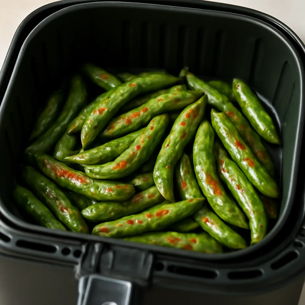 Air Fryer Sugar Snap Peas served hot