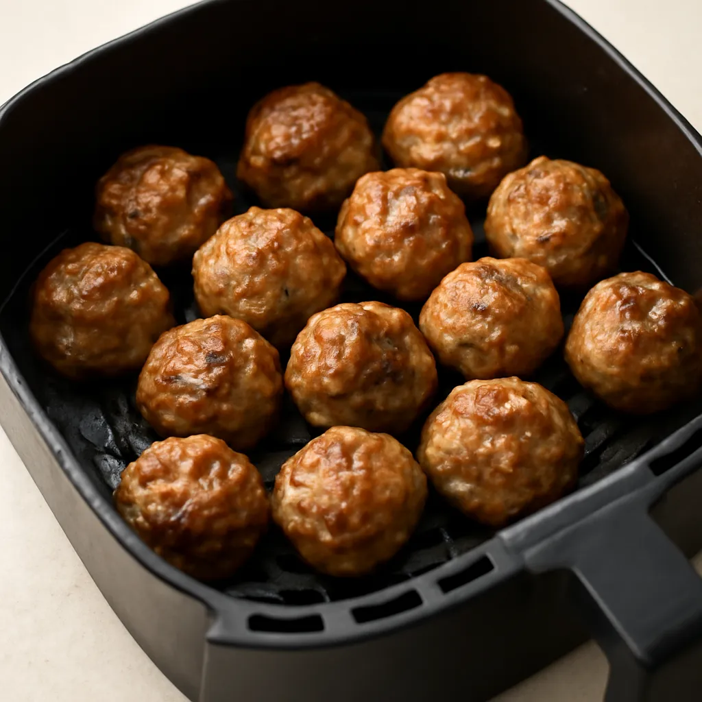 Air Fryer Swedish Meatballs served hot