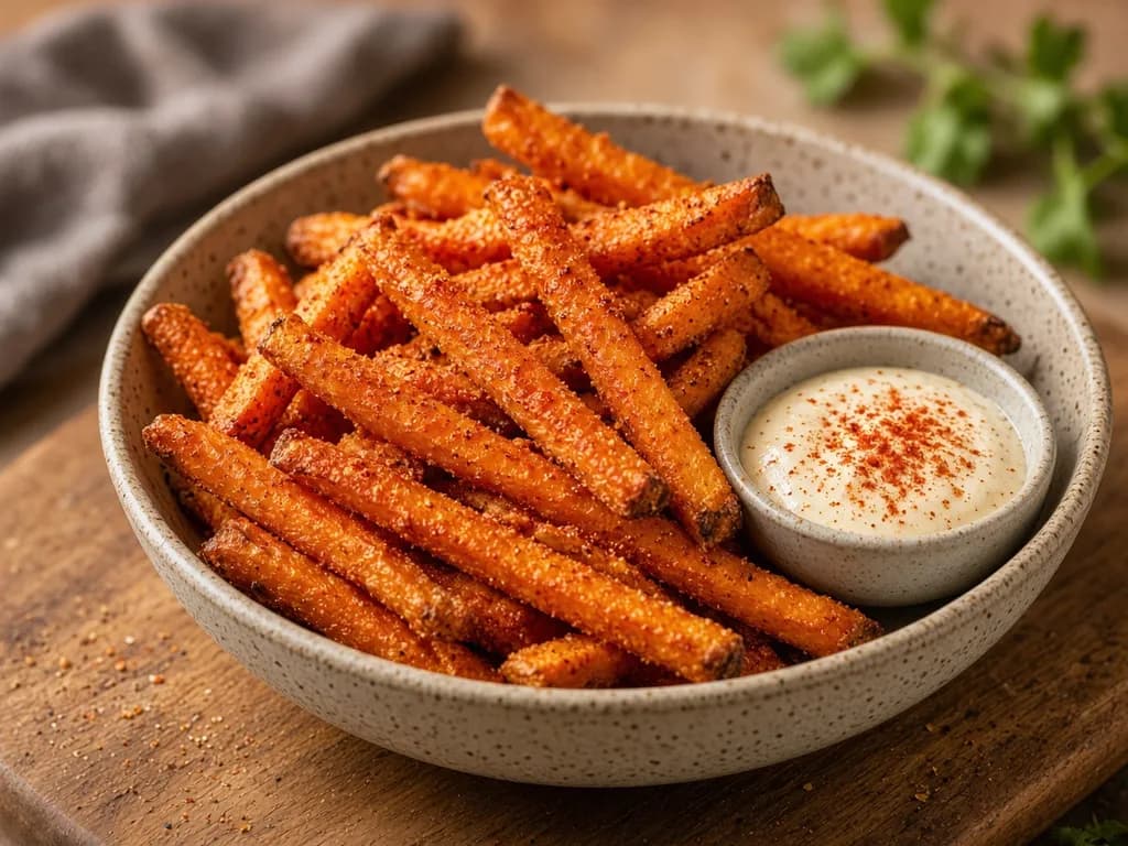 Air Fryer Sweet Potato Fries served hot