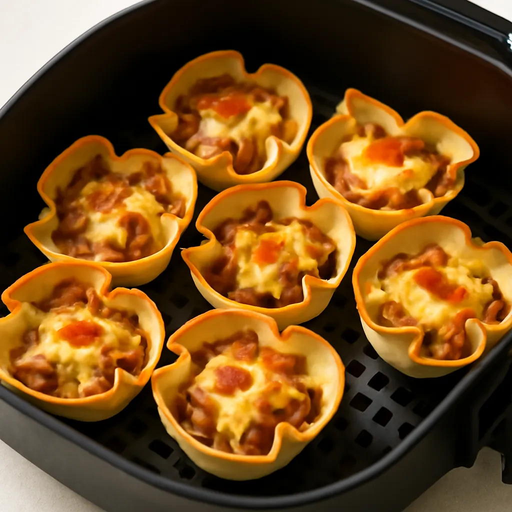 Air Fryer Taco Cups served hot
