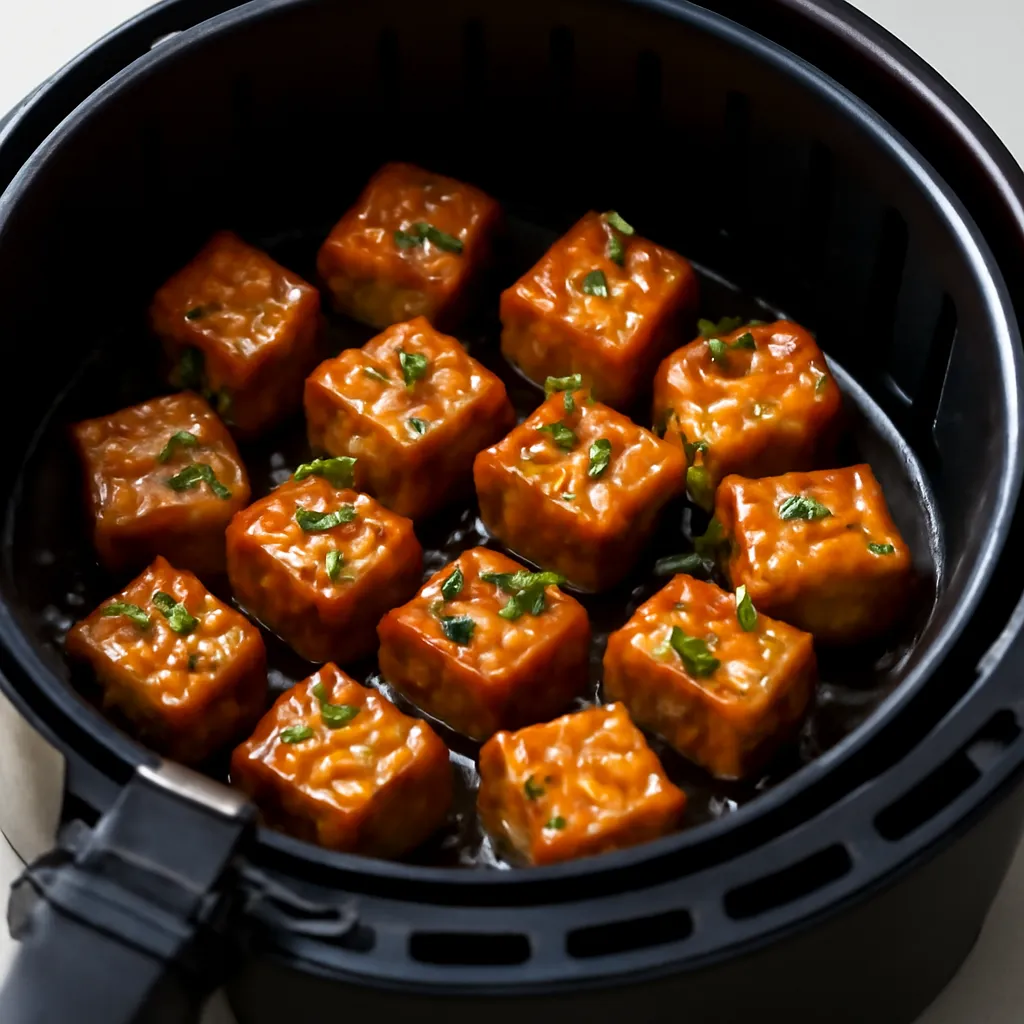 Air Fryer Teriyaki Tofu served hot