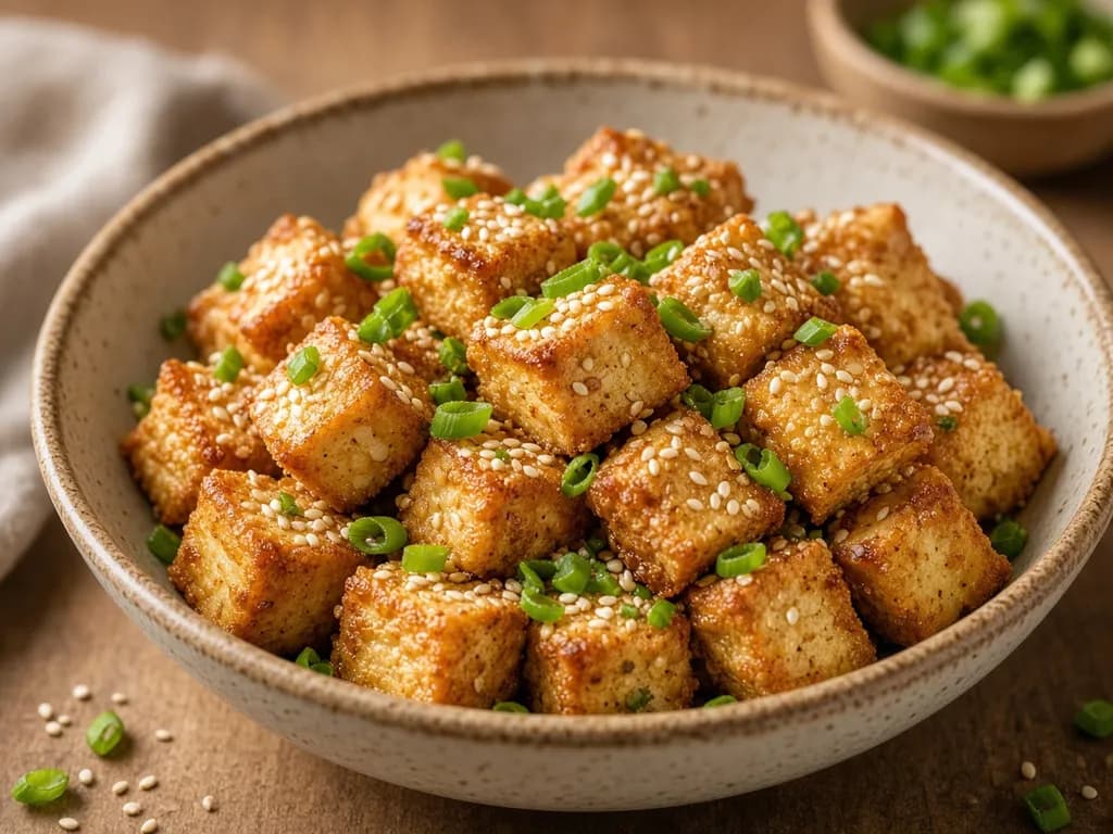 Air Fryer Tofu served hot