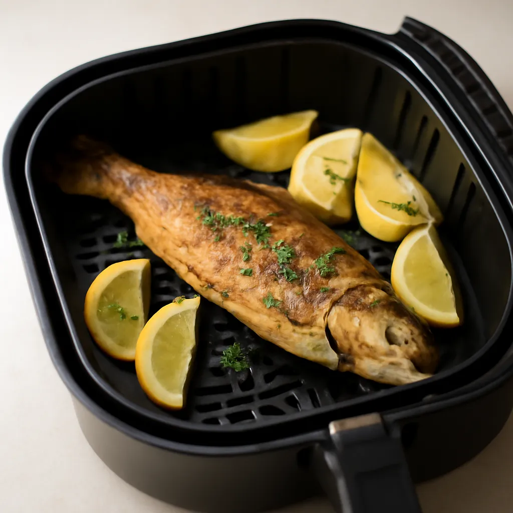 Air Fryer Trout served hot