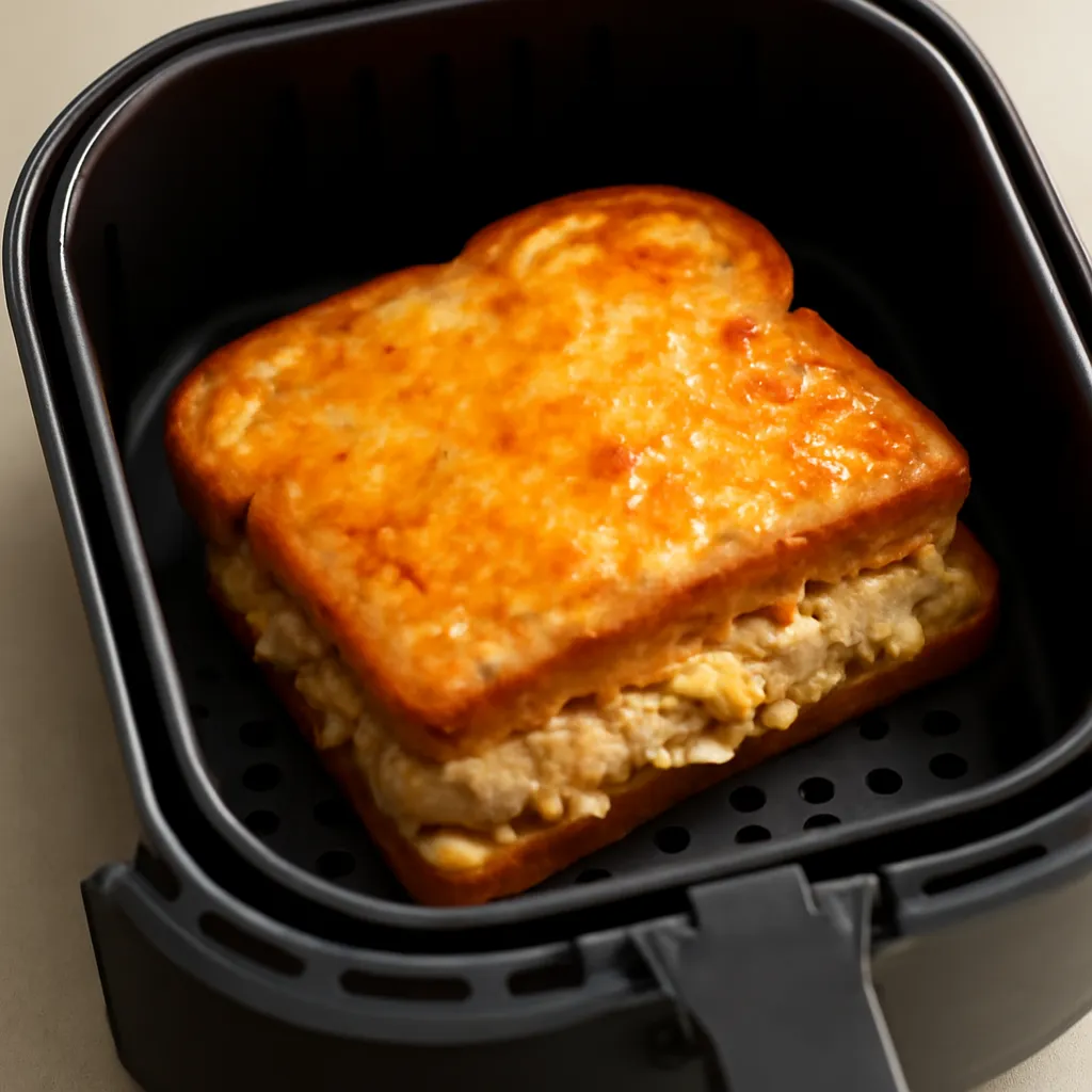 Air Fryer Tuna Melt served hot