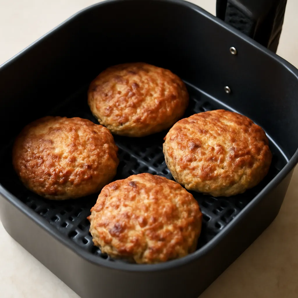 Air Fryer Turkey Burgers served hot