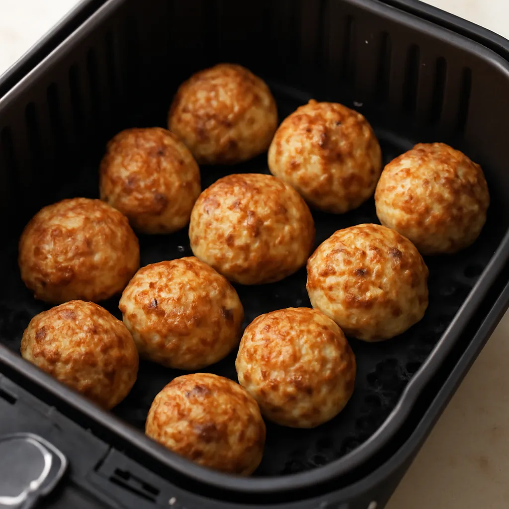 Air Fryer Turkey Meatballs served hot