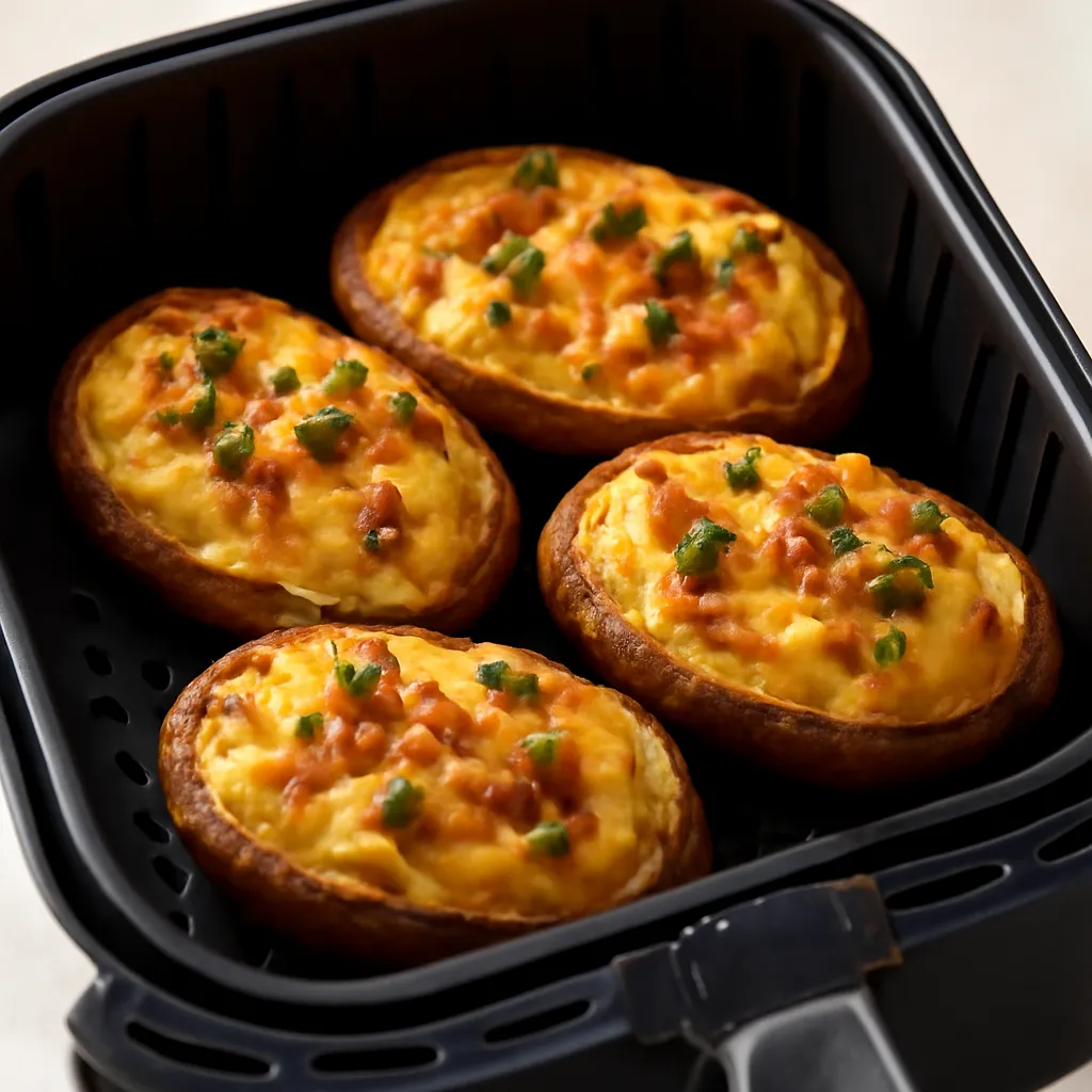 Air Fryer Twice Baked Potatoes served hot