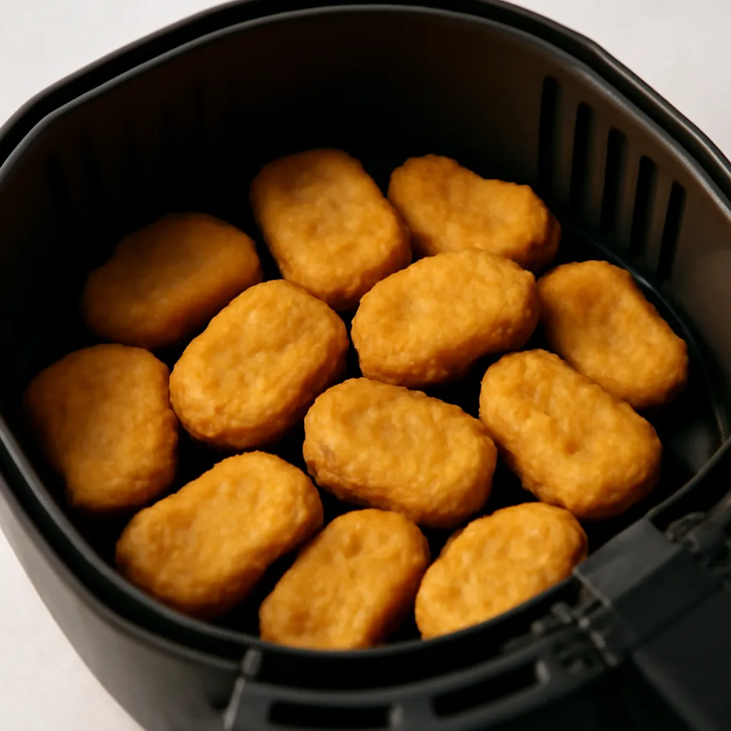 Air Fryer Vegan Nuggets served hot