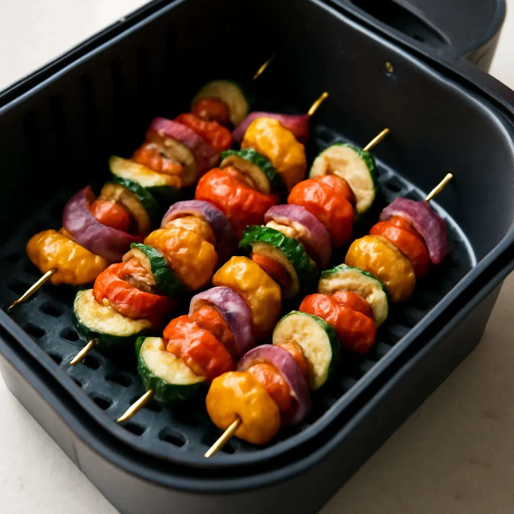 Air Fryer Vegetable Skewers served hot