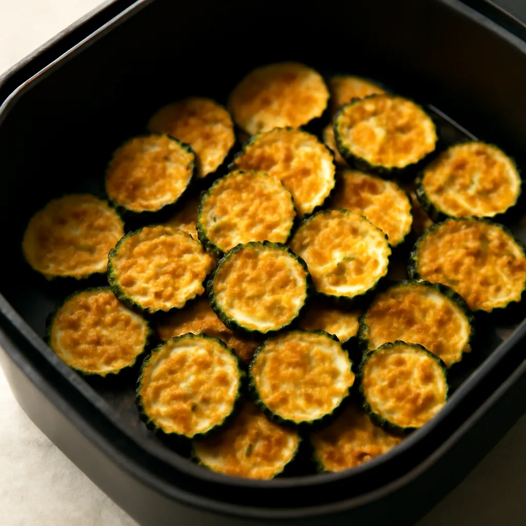 Air Fryer Zucchini Chips served hot