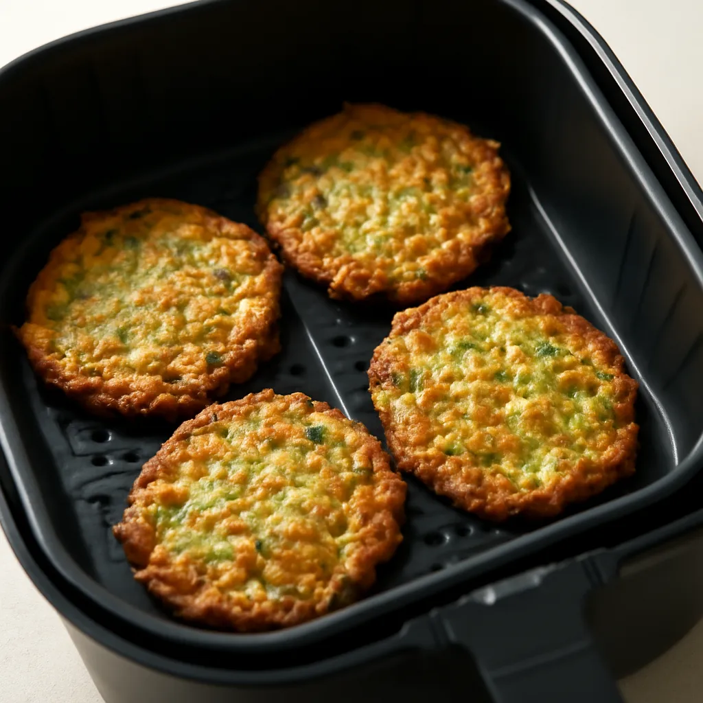 Air Fryer Zucchini Fritters served hot