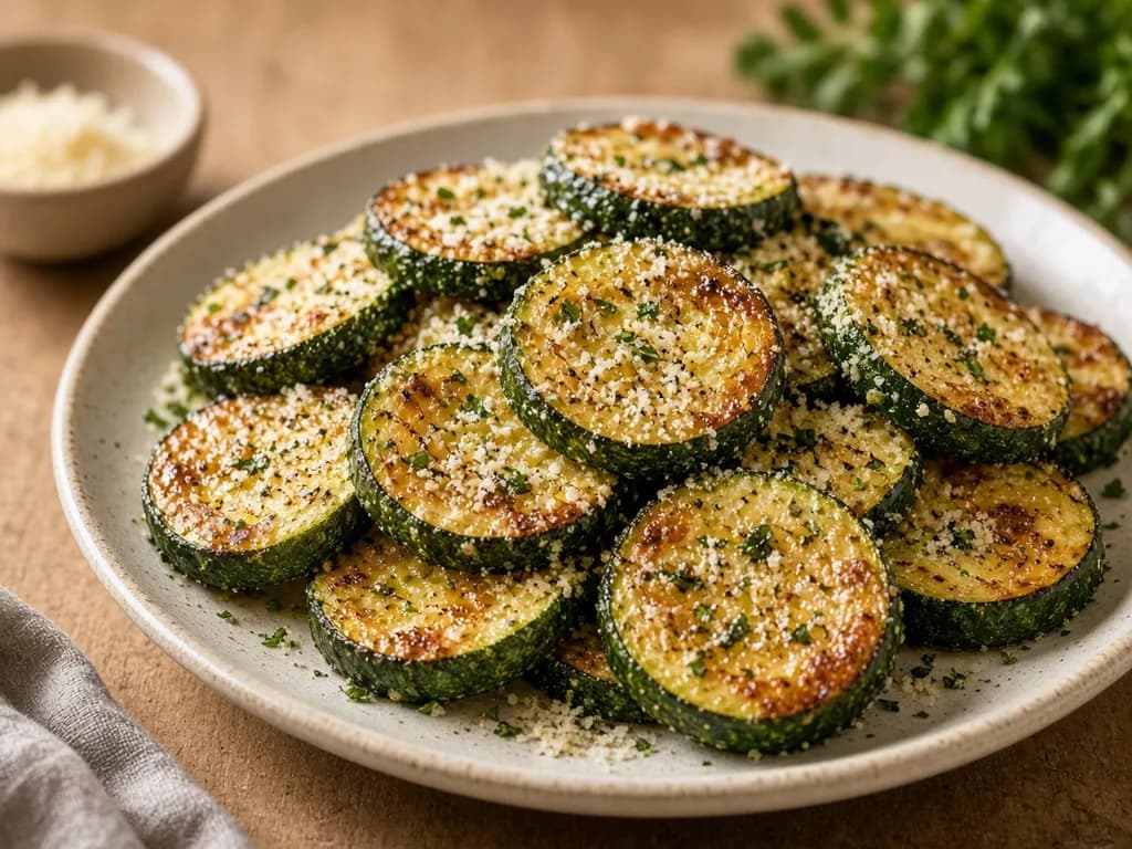 Air Fryer Zucchini served hot