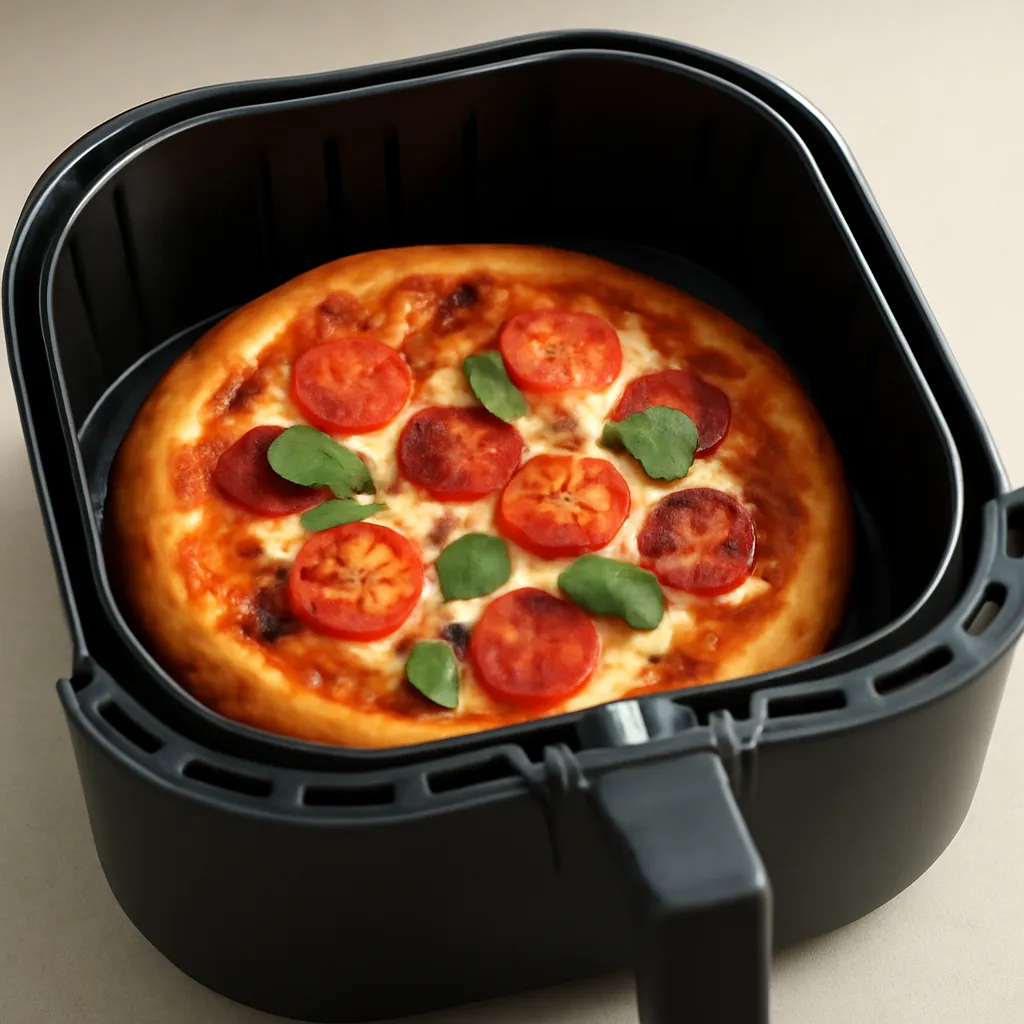 Pizza cooked in the air fryer