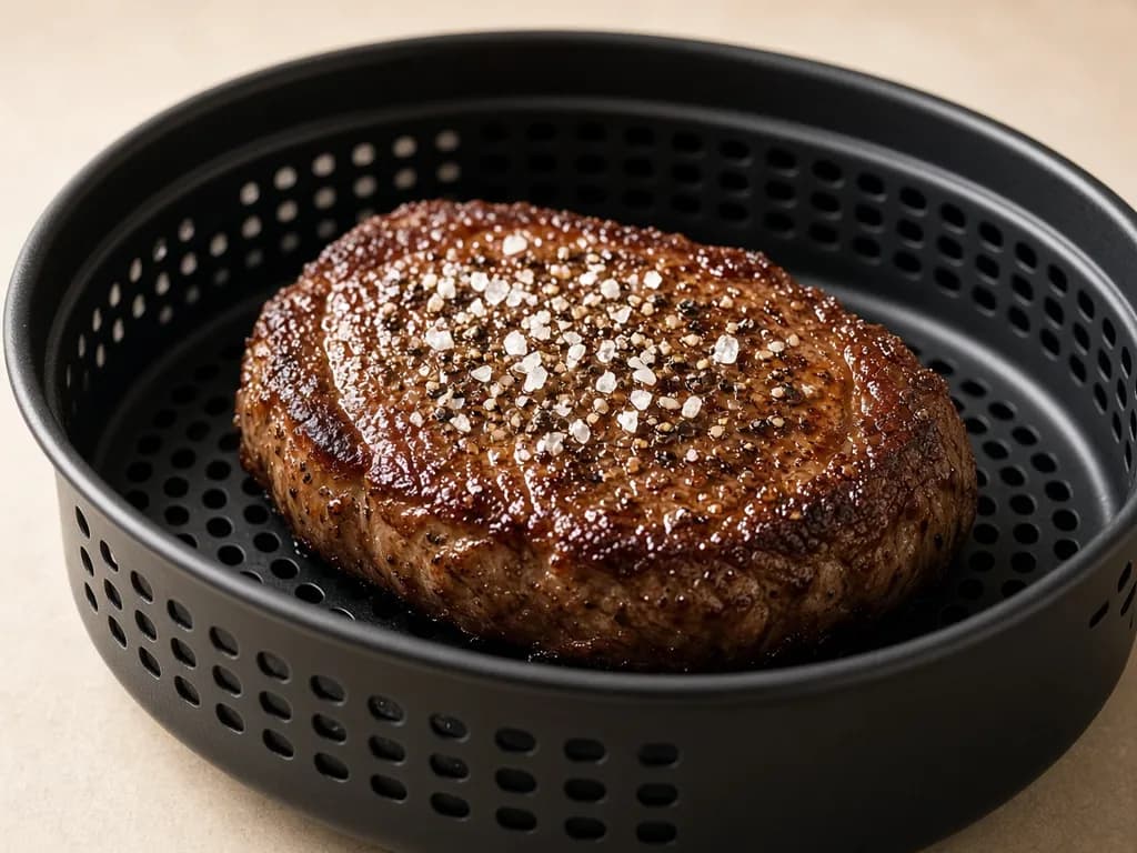 Steak cooked in the air fryer